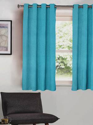 Plain Solid Blackout Neon Blue Window Curtain 1