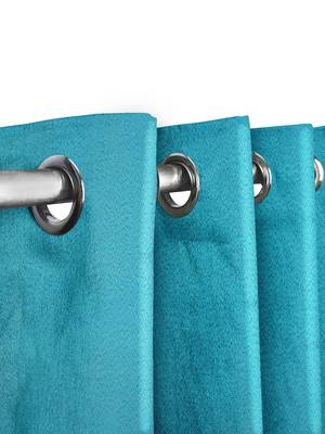 Plain Solid Blackout Neon Blue Window Curtain 2