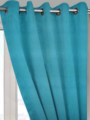 Plain Solid Blackout Neon Blue Window Curtain 5