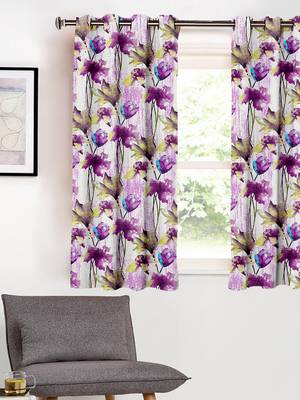 Printed Room Darkening Purple Window Curtain 1
