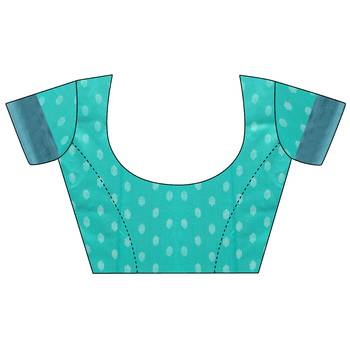 Sky blue printed art silk saree with blouse 2