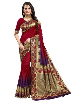 Designer  party wear zari border work silk saree 1