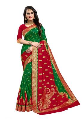  Designer  party wear zari border work silk saree 1