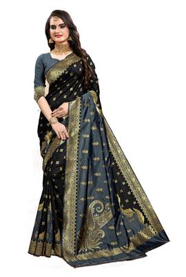  Designer  party wear zari border work silk saree 1