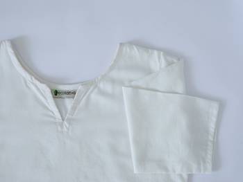 White with Amazing Block Prints Premium Khadi Kurta 3