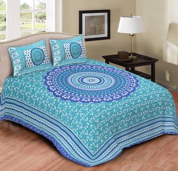 Ridan cotton printed multicolour double bed sheet with pillow cover 1