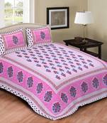 Ridan cotton printed multicolour double bed sheet with pillow cover