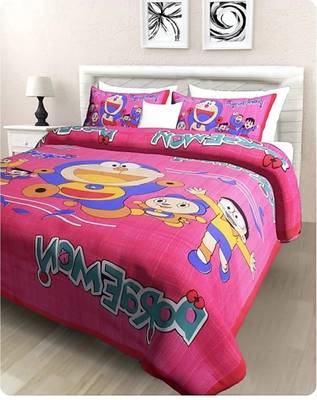 Ridan cotton printed multicolour double bed sheet with pillow cover 1