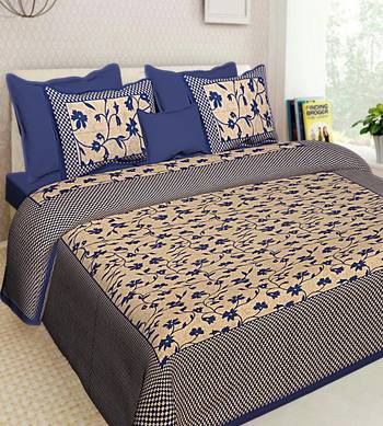 Ridan cotton printed multicolour double bed sheet with pillow cover 1