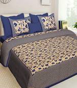 Ridan cotton printed multicolour double bed sheet with pillow cover
