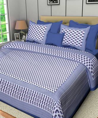 Ridan cotton printed multicolour double bed sheet with pillow cover 1