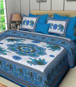 Ridan cotton printed multicolour double bed sheet with pillow cover