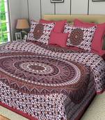 Ridan cotton printed multicolour double bed sheet with pillow cover
