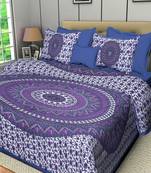 Ridan cotton printed multicolour double bed sheet with pillow cover
