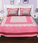 Ridan cotton printed multicolour double bed sheet with pillow cover