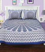 Ridan cotton printed multicolour double bed sheet with pillow cover