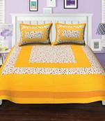 Ridan cotton printed multicolour double bed sheet with pillow cover