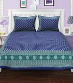 Ridan cotton printed multicolour double bed sheet with pillow cover