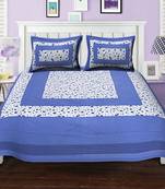 Ridan cotton printed multicolour double bed sheet with pillow cover