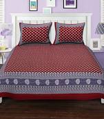 Ridan cotton printed multicolour double bed sheet with pillow cover