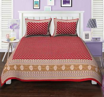 Ridan cotton printed multicolour double bed sheet with pillow cover 1