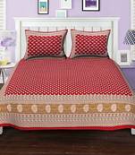 Ridan cotton printed multicolour double bed sheet with pillow cover
