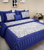 Ridan cotton printed multicolour double bed sheet with pillow cover
