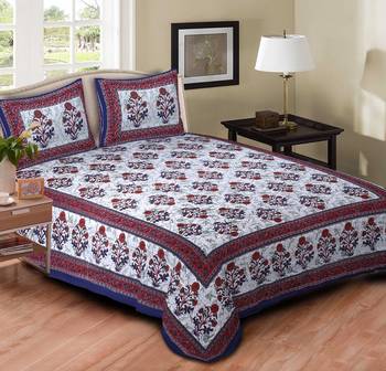 Ridan cotton printed multicolour double bed sheet with pillow cover 1