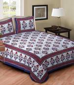 Ridan cotton printed multicolour double bed sheet with pillow cover