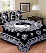 Ridan cotton printed multicolour double bed sheet with pillow cover