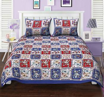 Ridan cotton printed multicolour double bed sheet with pillow cover 1