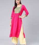 Pink printed rayon kurtas-and-kurtis