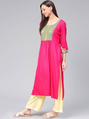 Pink printed rayon kurtas-and-kurtis 2
