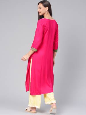 Pink printed rayon kurtas-and-kurtis 3
