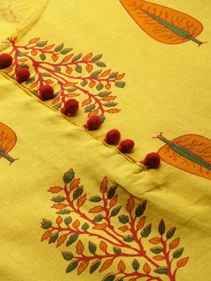 Yellow printed cotton cotton-kurtis 4