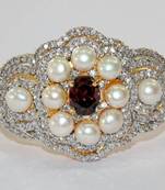 Ad Rodolite N White Stone Studded Bracelet With Real Pearls