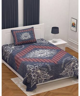 Multicolor cotton single bed sheet with one pillow cover 1