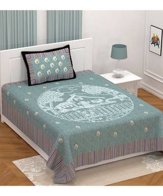 Multicolor cotton single bed sheet with one pillow cover 1