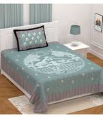 Multicolor cotton single bed sheet with one pillow cover