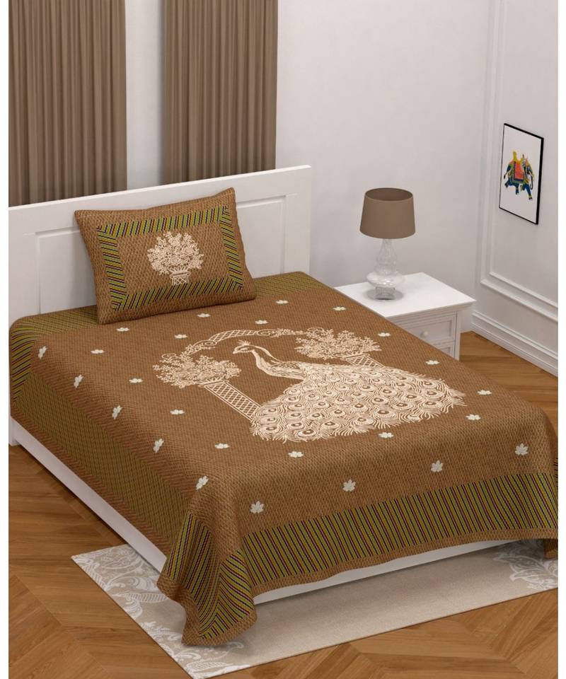 Multicolor cotton single bed sheet with one pillow cover