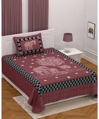 Multicolor cotton single bed sheet with one pillow cover 1