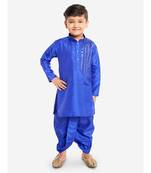 Blue Mirror Work Boys Kurta  Dhoti