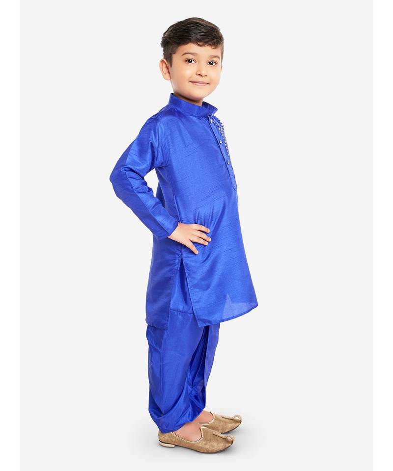 Blue Mirror Work Boys Kurta  Dhoti