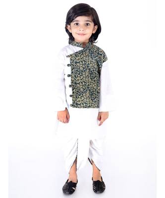 Indigo and  White Front Panel Kurta Dhoti 1