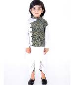 Indigo and  White Front Panel Kurta Dhoti