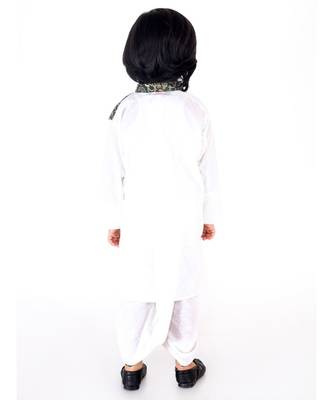 Indigo and  White Front Panel Kurta Dhoti 4