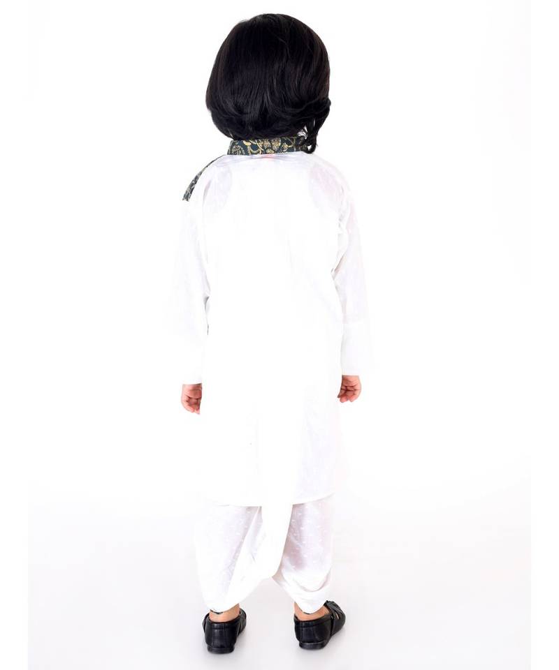 Indigo and  White Front Panel Kurta Dhoti