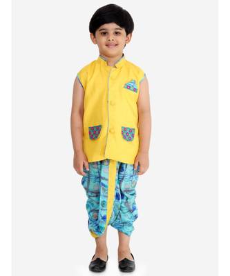 Yellow Festive Jacket With Dhoti 1