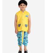 Yellow Festive Jacket With Dhoti