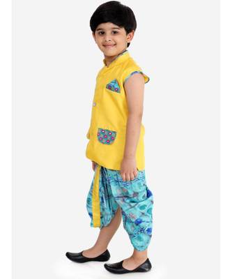 Yellow Festive Jacket With Dhoti 2